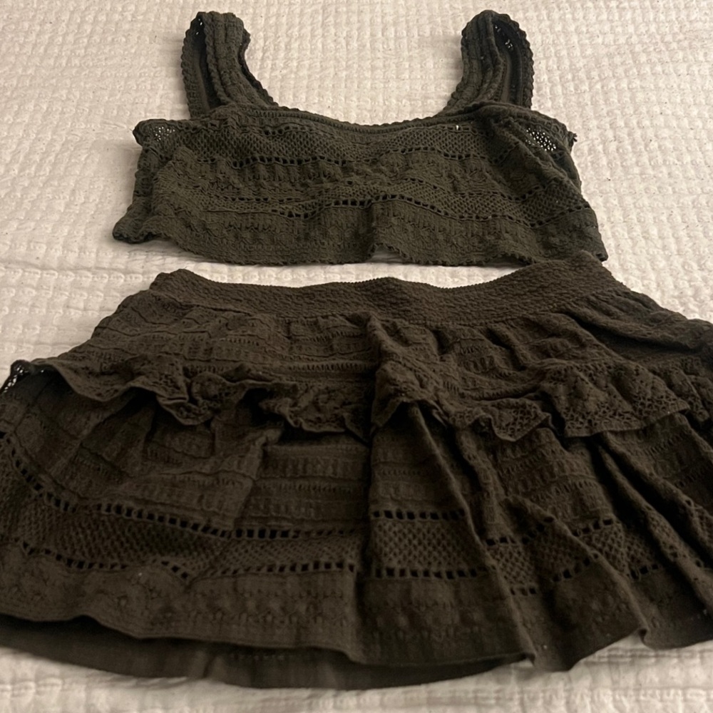 Aerie Olive Green Skirt Set